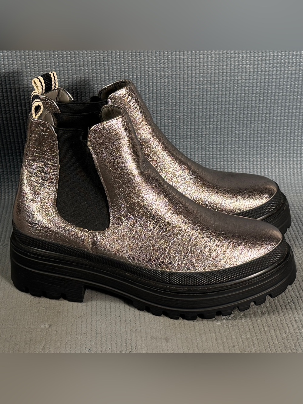 Shu Shop Yaneth Metallic Silver Slip On Booties  Women’s Size 8